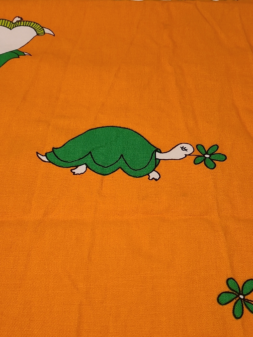 Vintage Turtle Fabric Cotton, Orange Green Thick Ameritex Co. - Picture 7 of 10